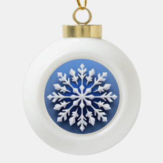 Gedetailleerd wit sneeuwvlokontwerp keramische bal ornament