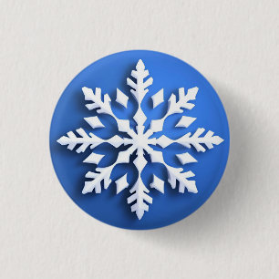 Gedetailleerd wit sneeuwvlokontwerp ronde button 3,2 cm