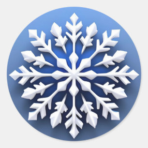 Gedetailleerd wit sneeuwvlokontwerp ronde sticker