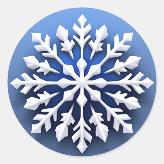 Gedetailleerd wit sneeuwvlokontwerp ronde sticker (Voorkant)
