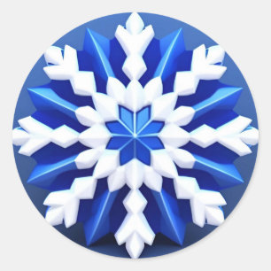 Gedetailleerd wit sneeuwvlokontwerp ronde sticker