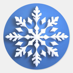 Gedetailleerd wit sneeuwvlokontwerp ronde sticker