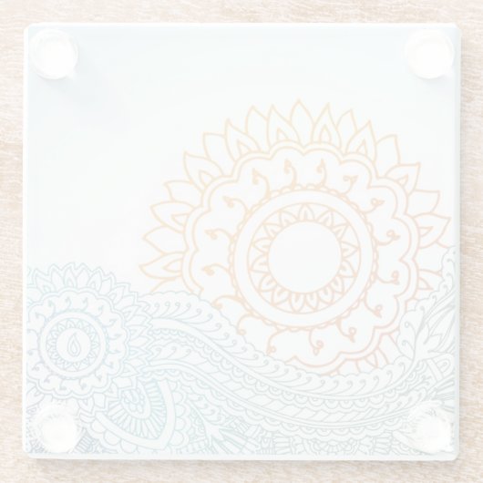 Gedetailleerde abstracte zonsopgang glazen onderzetter (Achterkant)