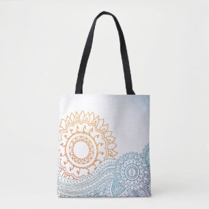 Gedetailleerde abstracte zonsopgang tote bag