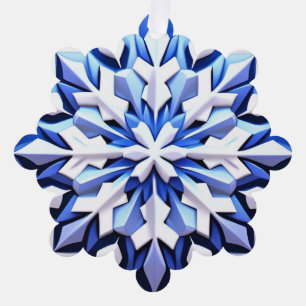 Gedetailleerde Blauwe Sneeuwvlok Ornament Kaart