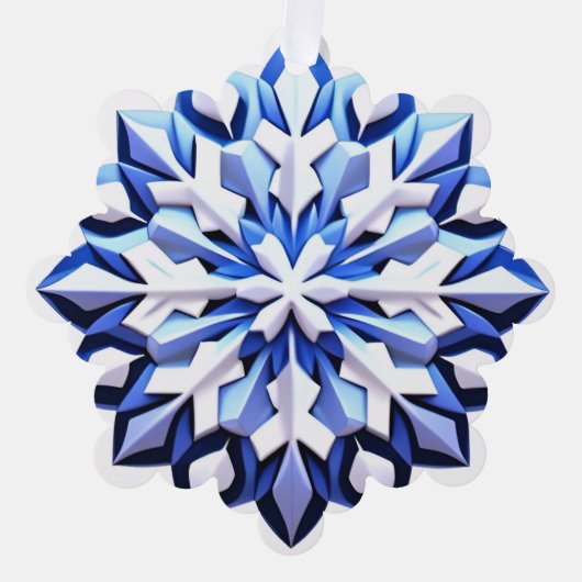 Gedetailleerde Blauwe Sneeuwvlok Ornament Kaart (Voorkant)