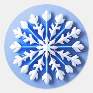 Gedetailleerde Blauwe Sneeuwvlok Ronde Sticker