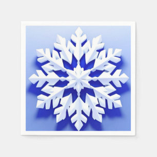 Gedetailleerde Blauwe Sneeuwvlok Servet