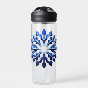 Gedetailleerde Blauwe Sneeuwvlok Waterfles