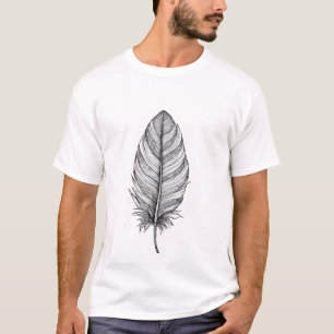 Gedetailleerde Boho Veer Lijnkunst T-shirt