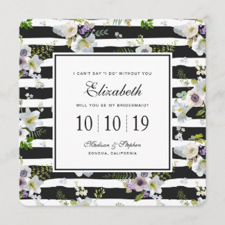 Gedetailleerde Floral Striped Pattern - Bridesmaid Kaart