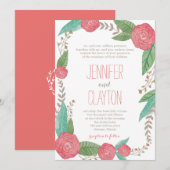 Gedetailleerde Florals Wedding-uitnodigingen Kaart (Voorkant / Achterkant)