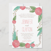 Gedetailleerde Florals Wedding-uitnodigingen