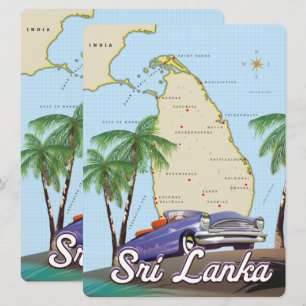 Gedetailleerde geïllustreerde kaart van Sri Lanka