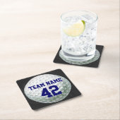 Gedetailleerde Golfbal met naam Vierkante Kartonnen Onderzetter (Insitu)