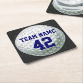 Gedetailleerde Golfbal met naam Vierkante Kartonnen Onderzetter (Schuin)