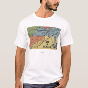 Gedetailleerde kaart van 5 staten - Big Walker Loo T-shirt