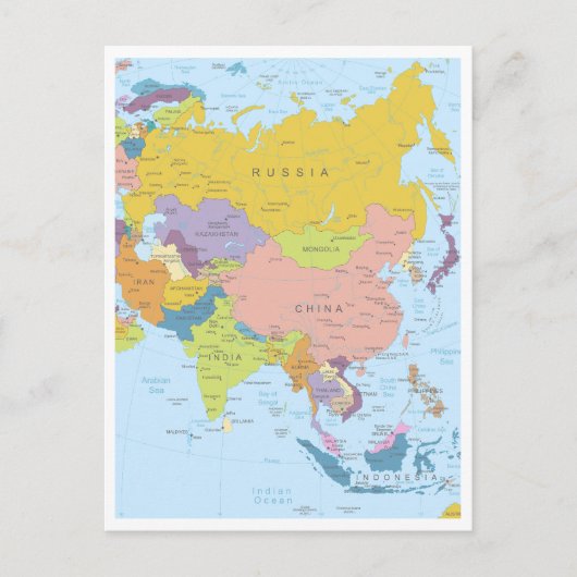 Gedetailleerde kaart van Azië Continent (Voorkant)