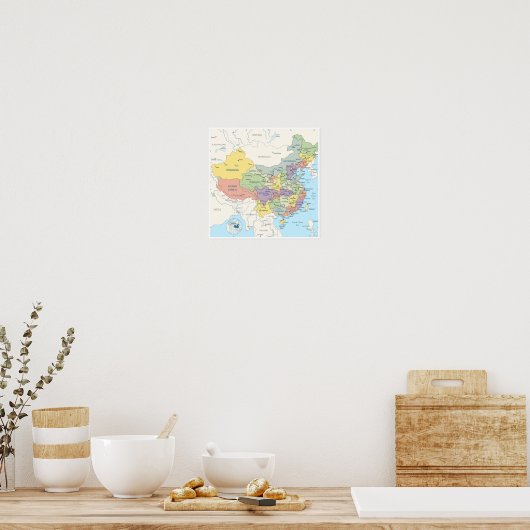 Gedetailleerde kaart van China Poster (Keuken)