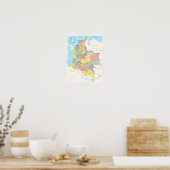 Gedetailleerde kaart van Colombia Poster (Keuken)