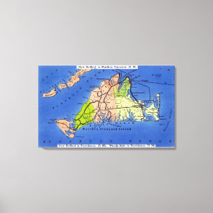 Gedetailleerde kaart van het eiland canvas afdruk