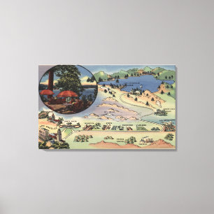 Gedetailleerde kaart van LA naar het meer Canvas Afdruk