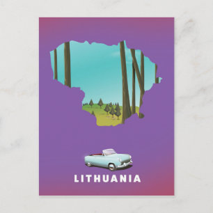 Gedetailleerde kaart van Litouwen reisposter