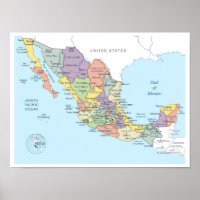 Gedetailleerde kaart van Mexico