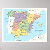 Gedetailleerde kaart van Spanje