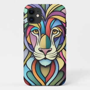 Gedetailleerde kleurrijke leeuwenkop iPhone 11 hoesje