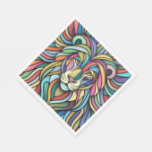 Gedetailleerde kleurrijke leeuwenkop servet (Hoek)