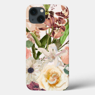 Gedetailleerde met de hand getekende bloemen. iPhone 13 hoesje