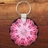 Gedetailleerde Neon Kaleido-Twist in roze en rood Sleutelhanger (Voorkant)
