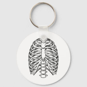 Gedetailleerde ribbenkast anatomie lijnkunst sleutelhanger