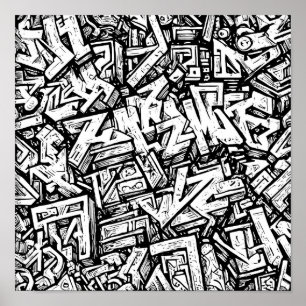 Gedetailleerde Stedelijke Kleurplaat: Graffiti Gly Poster