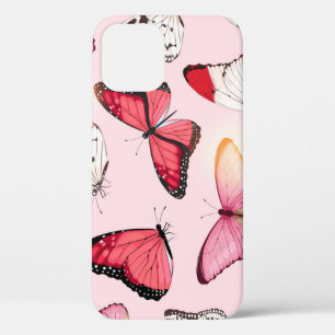 Gedetailleerde tropische vlinder:  patroon iPhone 12 hoesje