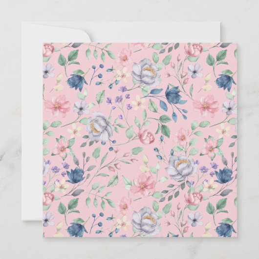 Gedetailleerde Whimsy Floral Bridal Shower Invitat Kaart (Achterkant)