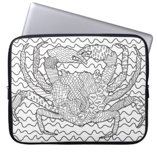 Gedetailleerde Zee Crab Doodle Laptop Sleeve