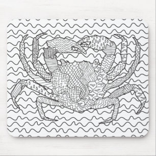Gedetailleerde Zee Crab Doodle Muismat