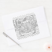 Gedetailleerde Zee Crab Doodle Vierkante Sticker (Envelop)