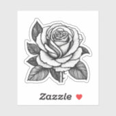 Gedetailleerde zwart-wit Rose Tekening Waterdicht Sticker (Vel)