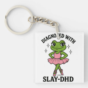 Gediagnosticeerde Slay-DHD Kikker Ballerina ADHD Sleutelhanger