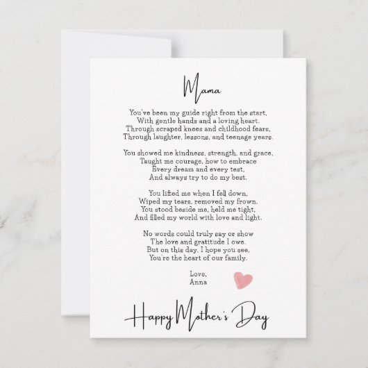 Gedicht Modern Moederdag (Voorkant)