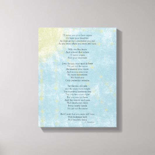 Gedicht over Verlies en Verdriet Canvas Afdruk (Voorkant)