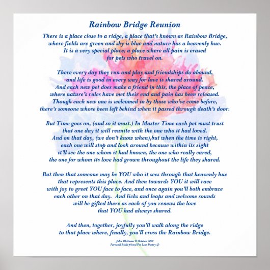 gedicht: Rainbow Bridge Reunion, FL, Matte Poster (Voorkant)