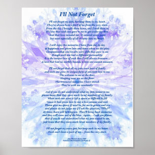 Gedicht: Speciale Herinneringen Aan Een Huisdier, Poster
