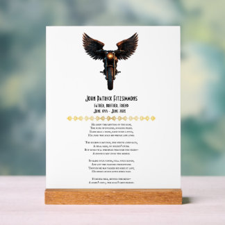 Gedicht van de motorrijder acryl bord