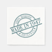 Gediend in 1947, geboortejaar rond rubberzegel Log Servetten (Voorkant)