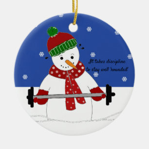 Gedisciplineerde Workout Sneeuwman Keramische Kers Keramisch Ornament