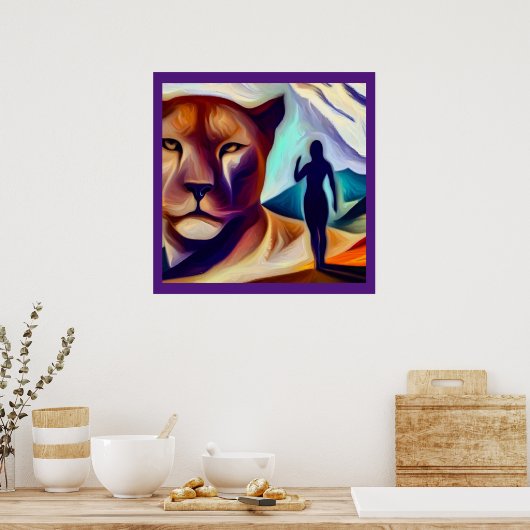 Gedistilleerde dierlijke bergleeuw (1) poster (Keuken)